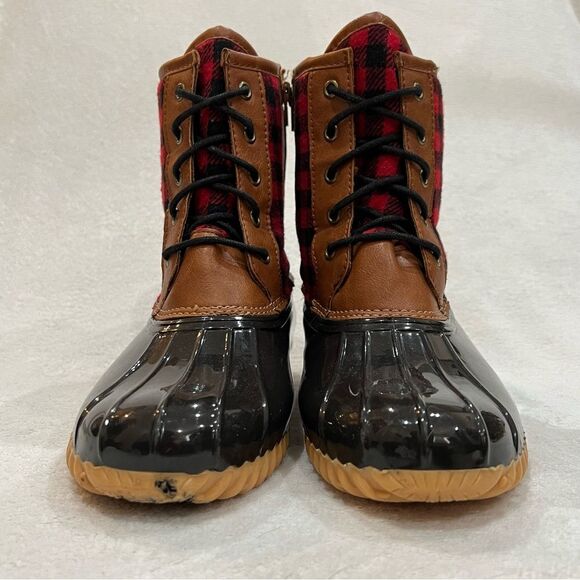 Totes Buffalo Plaid Duck Boots Size 8 - Picture 6 of 15